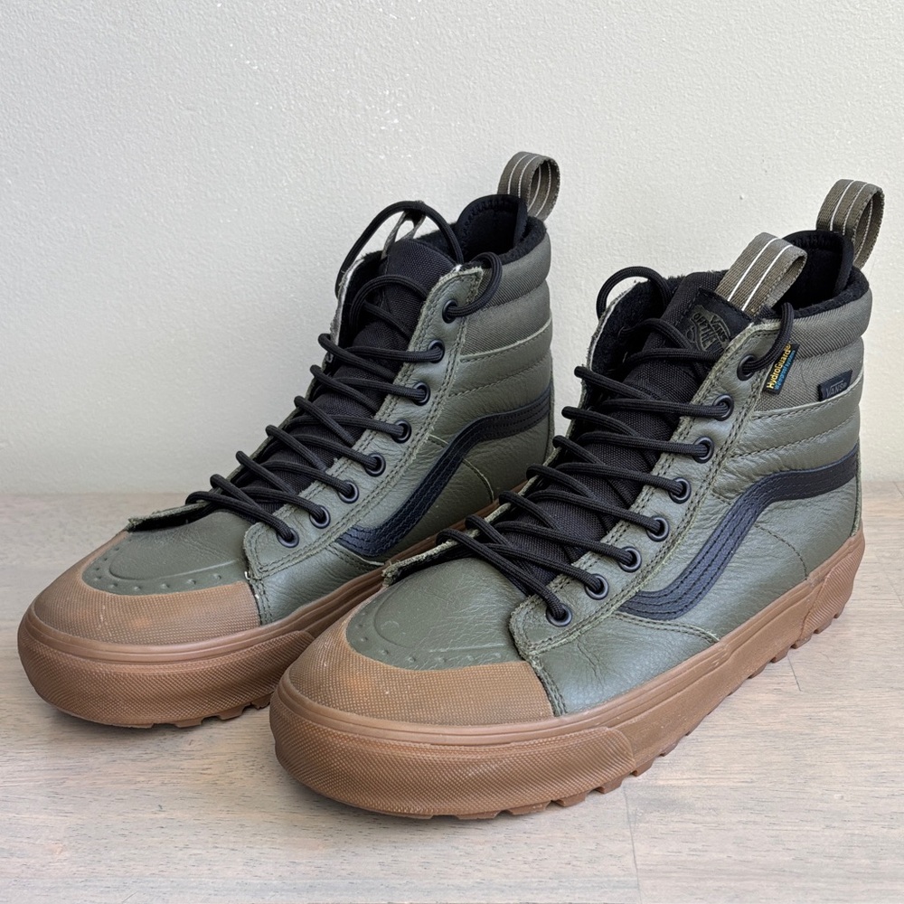 Vans Olive and Tan High-Top Sneakers